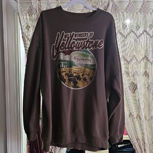 Nwot Brown Yellowstone Crewneck Sweater